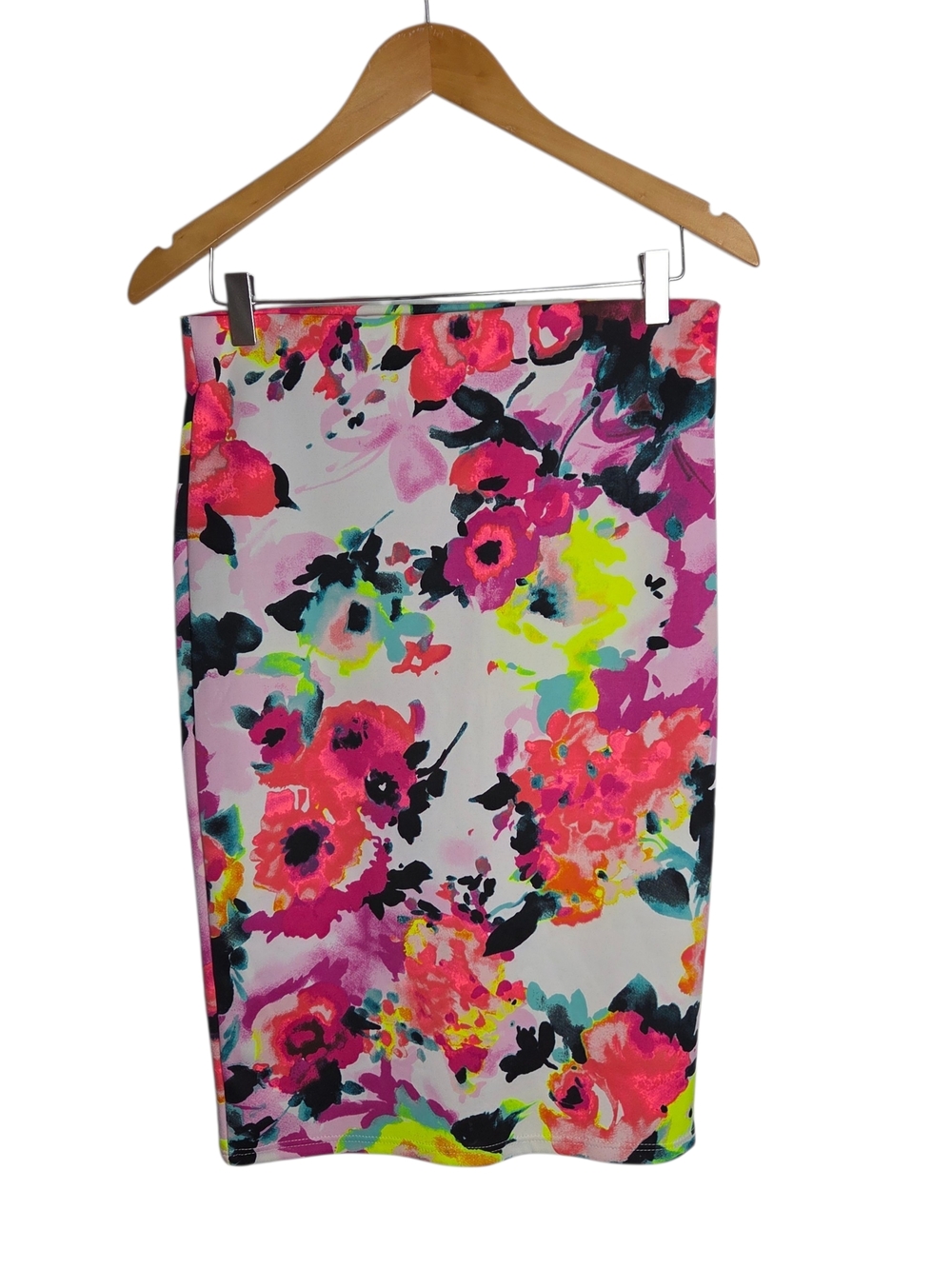 Brat Star Floral Pencil Skirt in Hot Pink & Neon Accents